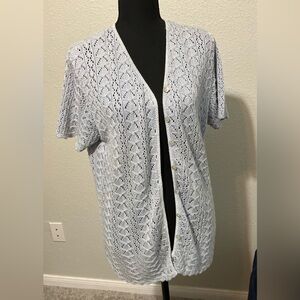 Lace Sweater Light Blue Vintage Medium Short Sleeves Retro by Renaissance
